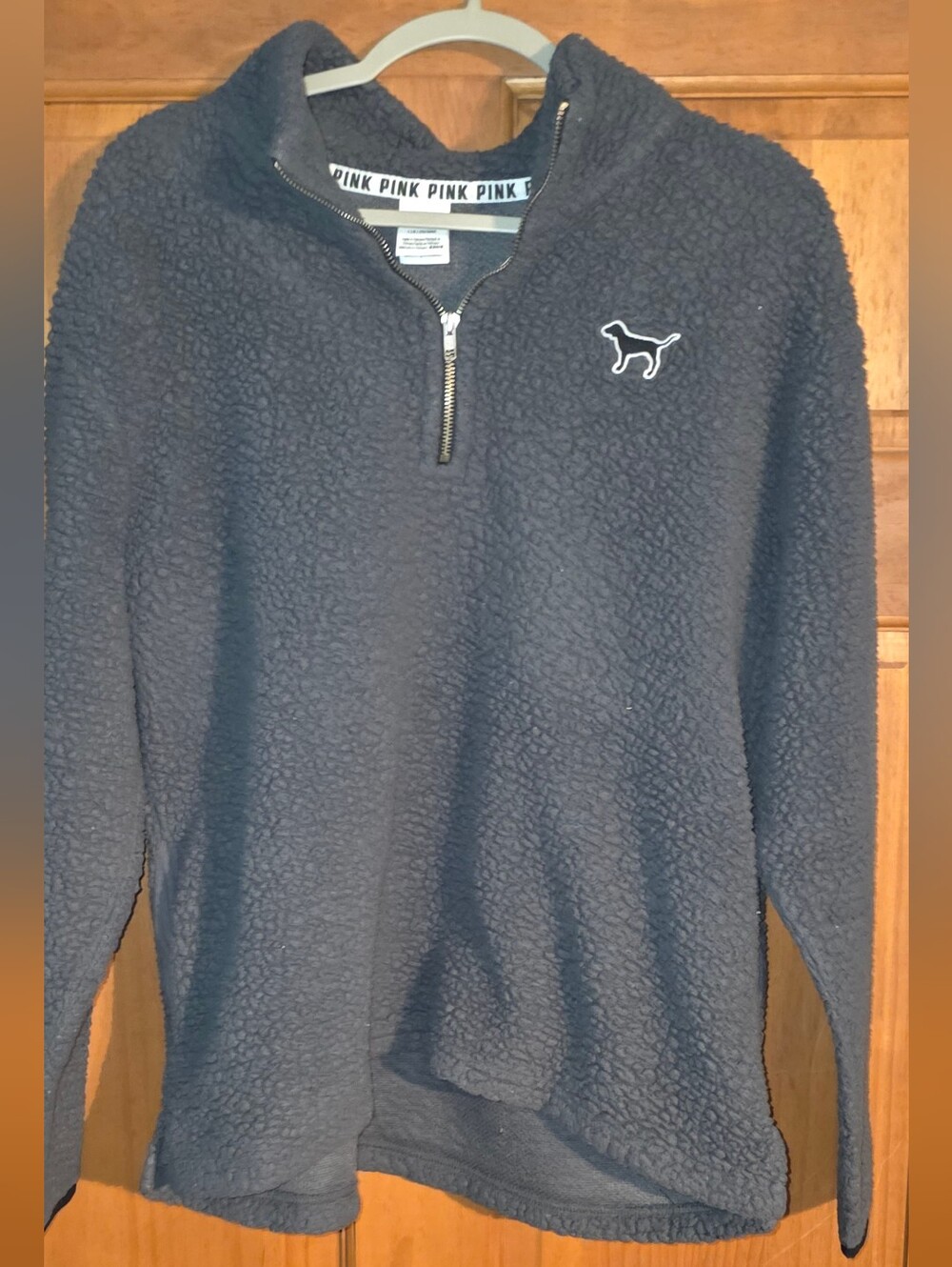 Victoria's Secret Pink Dark Grey Sherpa 1/4-Zip Pullover